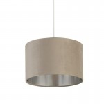 Drum - Shade Only - Taupe Velvet Shade with Silver Inner Ø 28 cm Drum - Shade Only - Taupe Velvet Shade with Silver Inner Ø 28 cm
