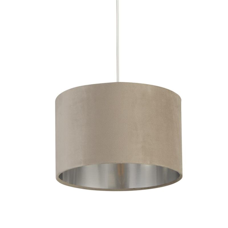 Searchlight-21027TA - Drum - Shade Only - Taupe Velvet Shade with Silver Inner Ø 28 cm