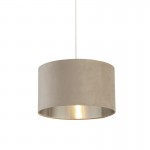 Drum - Shade Only - Taupe Velvet Shade with Silver Inner Ø 38 cm Drum - Shade Only - Taupe Velvet Shade with Silver Inner Ø 38 cm