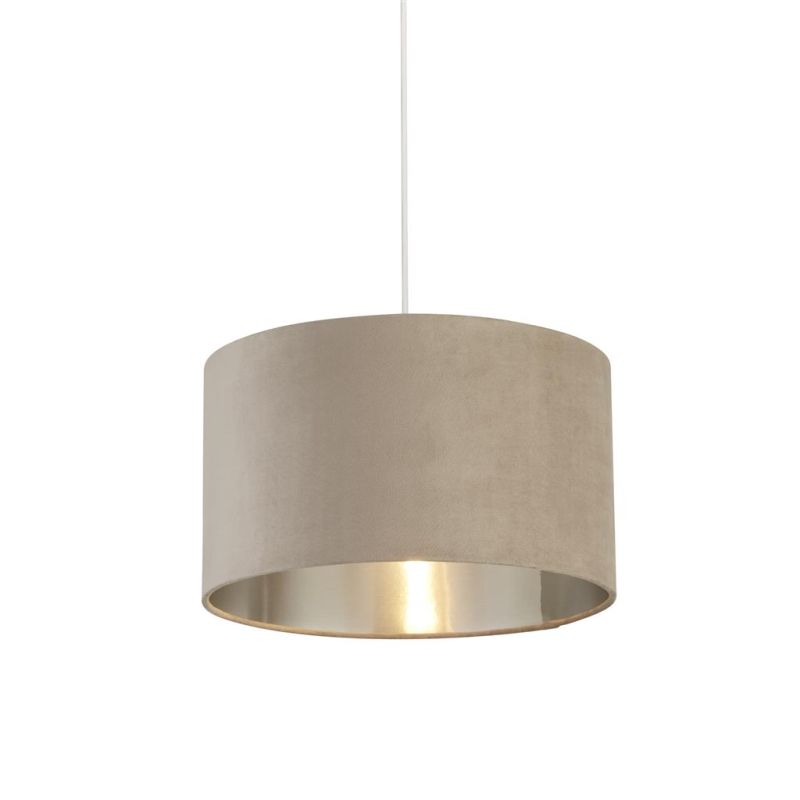 Searchlight-21035TA - Drum - Shade Only - Taupe Velvet Shade with Silver Inner Ø 38 cm