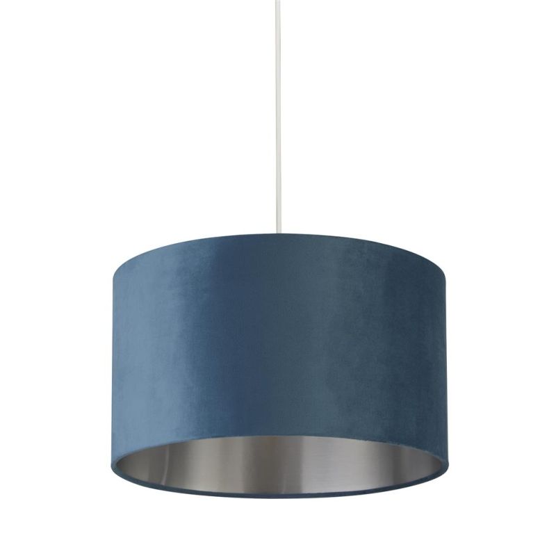 Searchlight-21035TE - Drum - Shade Only - Teal Velvet Shade with Silver Inner Ø 38 cm