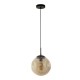 Searchlight-22123-1BK - Punch - Black Pendant with Amber Dimpled Glass