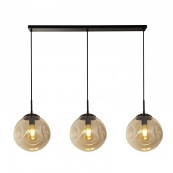 Punch - Black 3 Light over Island Fitting with Amber Dimpled Glasses Punch - Black 3 Light over Island Fitting with Amber Dimpled Glasses