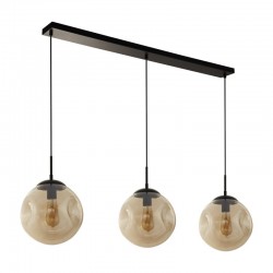 Punch - Black 3 Light over Island Fitting with Amber Dimpled Glasses Punch - Black 3 Light over Island Fitting with Amber Dimpled Glasses