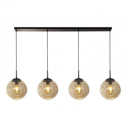 Punch - Black 4 Light over Island Fitting with Amber Dimpled Glasses Punch - Black 4 Light over Island Fitting with Amber Dimpled Glasses