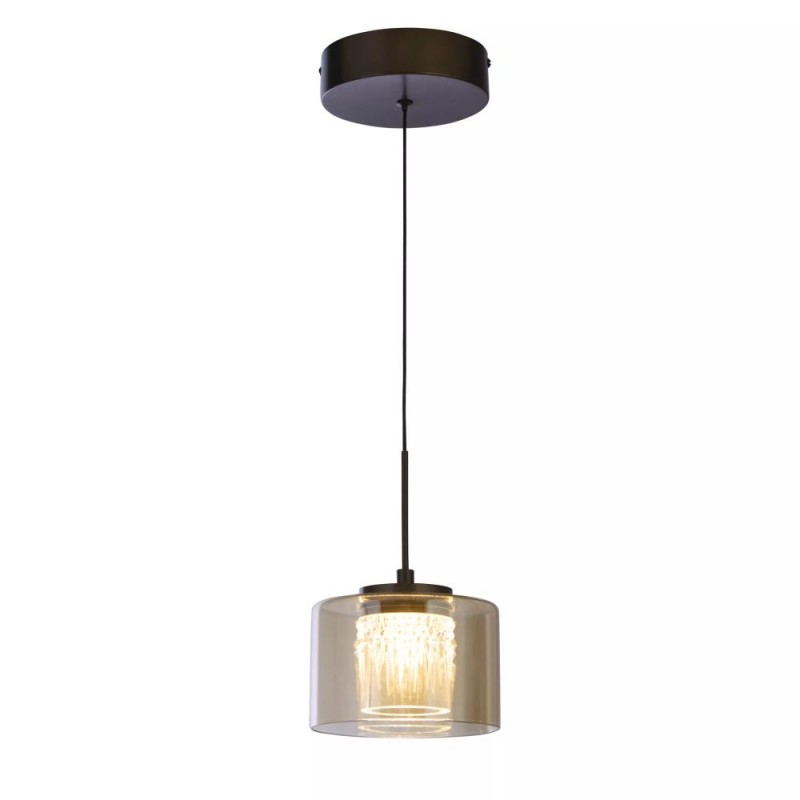 Searchlight-22321-1BZ - Tumblers - Bronze Pendant with Amber & Crystal Glass