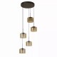 Searchlight-22321-5BZ - Tumblers - Bronze 5 Light LED Cluster Pendant with Amber & Crystal Glass