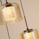 Searchlight-22321-5BZ - Tumblers - Bronze 5 Light LED Cluster Pendant with Amber & Crystal Glass