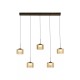 Searchlight-22322-5BZ - Tumblers - Bronze 5 Light LED over Island Fitting with Amber & Crystal Glass