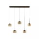 Searchlight-22322-5BZ - Tumblers - Bronze 5 Light LED over Island Fitting with Amber & Crystal Glass