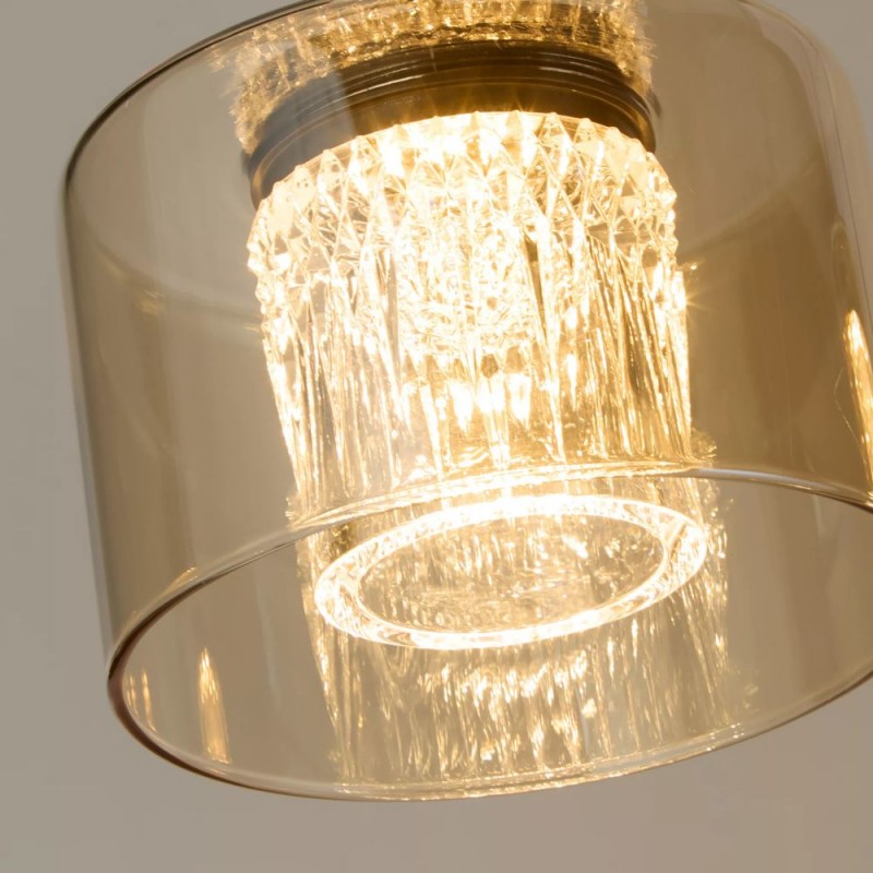 Searchlight-22322-5BZ - Tumblers - Bronze 5 Light LED over Island Fitting with Amber & Crystal Glass