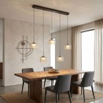 Tumblers - Bronze 5 Light LED over Island Fitting with Amber & Crystal Glass