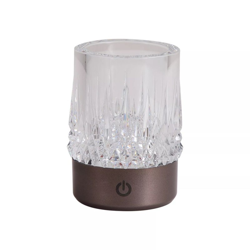 Searchlight-22322BZ - Tumblers - Bronze Rechargeable LED Table Lamp with Crystal Glass