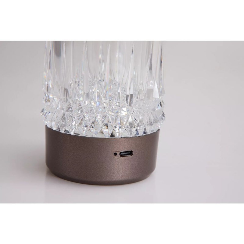 Searchlight-22322BZ - Tumblers - Bronze Rechargeable LED Table Lamp with Crystal Glass