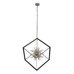 Stellar - Matt Black & Chrome 6 Light Pendant with Crystal