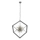 Searchlight-22606-1BK - Stellar - Matt Black & Chrome 6 Light Pendant with Crystal