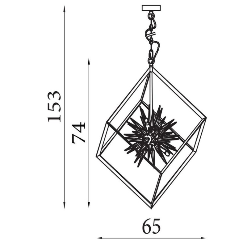 Searchlight-22606-1BK - Stellar - Matt Black & Chrome 6 Light Pendant with Crystal