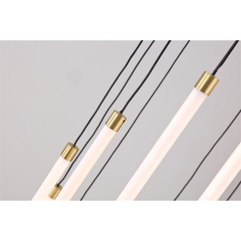 Searchlight-22712SB - Flare - Satin Brass 12 Light LED Cluster Pendant with White Tubes