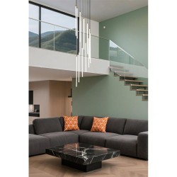 Flare - Satin Brass 12 Light CCT Cluster Pendant with White Tubes