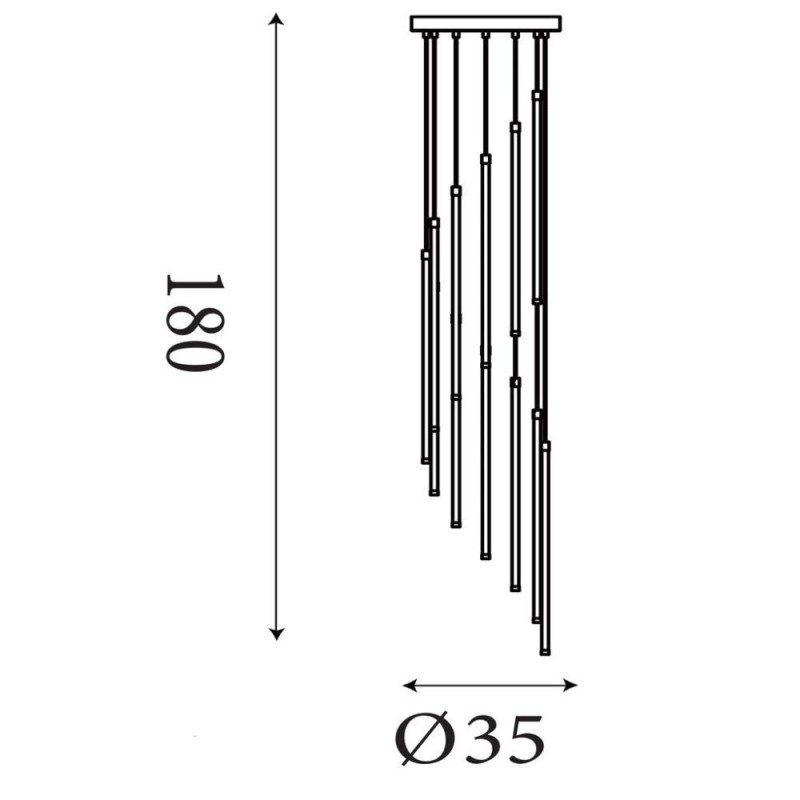 Searchlight-22712SB - Flare - Satin Brass 12 Light LED Cluster Pendant with White Tubes