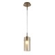 Searchlight-2301CP - Duo III - Bronze Pendant with Amber & Frosted Glass