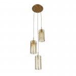 Duo III - Satin Gold 3 Light Cluster Pendant with Amber & Frosted Glasses Duo III - Satin Gold 3 Light Cluster Pendant with Amber & Frosted Glasses