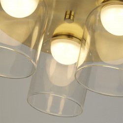 Highball - Satin Brass 3 Light LED Flush with Clear Glass IP44