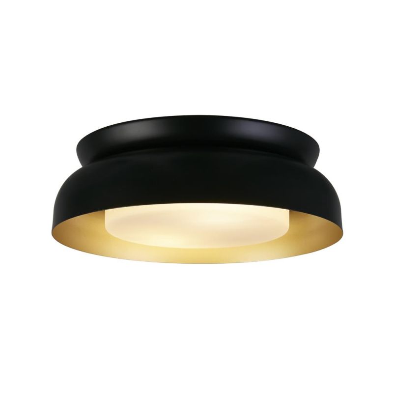 Searchlight-23122BGO - Kendal - Black & Gold Flush with White Diffuser