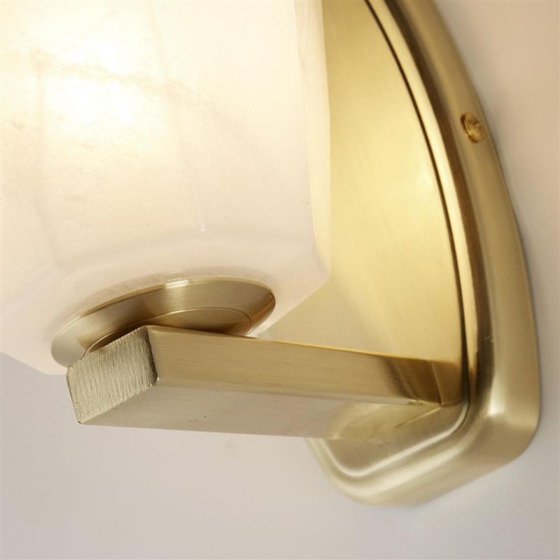 Searchlight-23142-1SB - Rocky - Satin Brass Wall Lamp with White, Brushed Painted Glass IP44