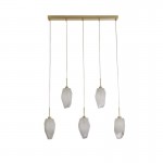 Rocky - Satin Brass 5 Light over Island Fitting with White, Brushed Painted Glass Rocky - Satin Brass 5 Light over Island Fitting with White, Brushed Painted Glass