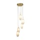 Searchlight-23146-5SB - Rocky - Satin Brass 5 Light Cluster Pendant with White, Brushed Painted Glass