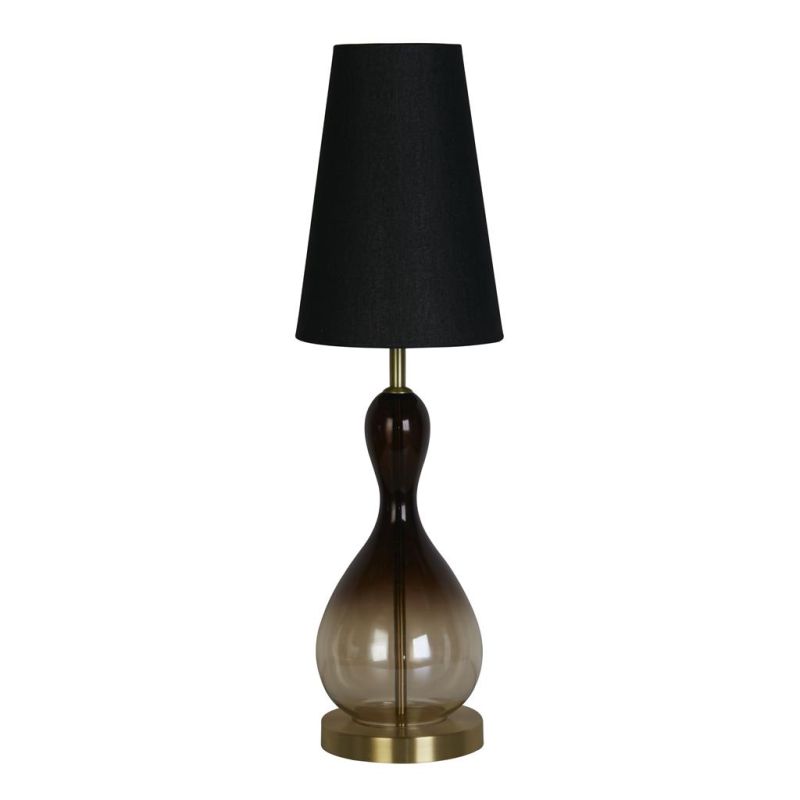 Searchlight-23186BK - Marakesh - Black Ombre Glass Table Lamp with Black Linen Shade