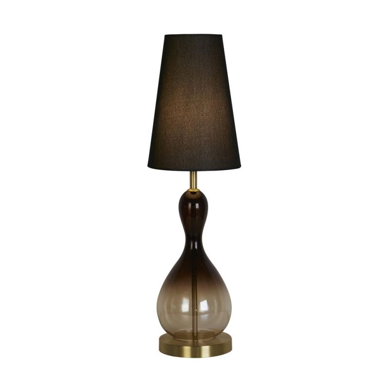 Searchlight-23186BK - Marakesh - Black Ombre Glass Table Lamp with Black Linen Shade