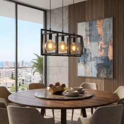 Plaza - Matt Black 3 Light over Island Fitting
