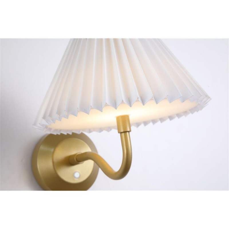 Searchlight-23310GO - Danish - Gold LED Wall Lamp with White Pleated Shade