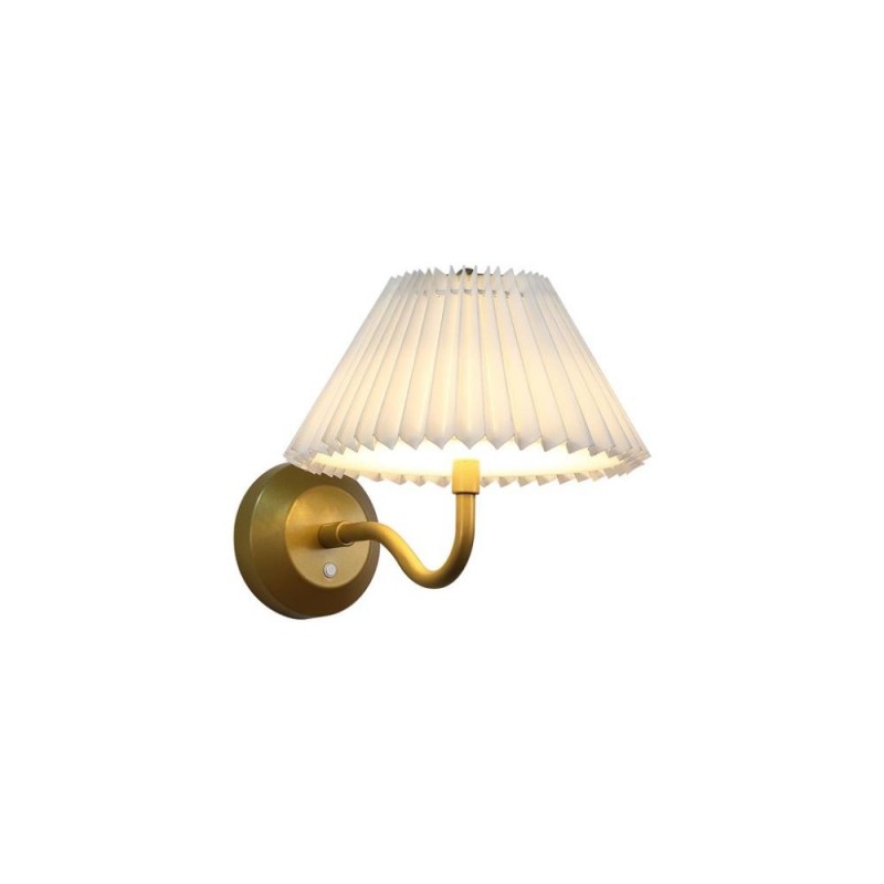 Searchlight-23310GO - Danish - Gold LED Wall Lamp with White Pleated Shade