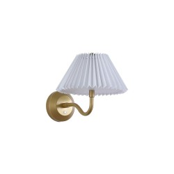 Danish - Gold LED Wall Lamp with White Pleated Shade