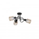 Knot - Black 3 Light Semi Flush with Decorative Amber Glass