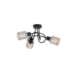 Knot - Black 3 Light Semi Flush with Decorative Amber Glass