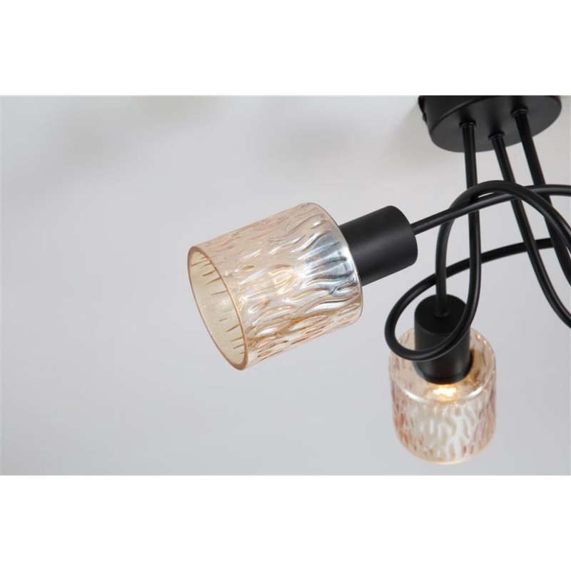 Searchlight-23603-3BK - Knot - Black 3 Light Semi Flush with Decorative Amber Glass