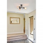 Knot - Black 3 Light Semi Flush with Decorative Amber Glass