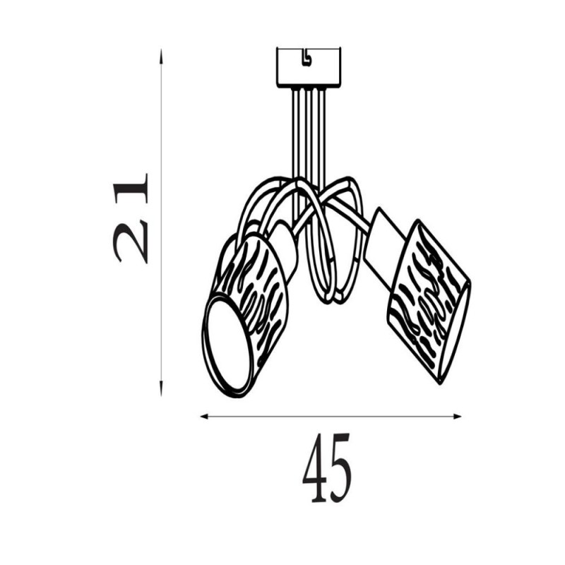 Searchlight-23603-3BK - Knot - Black 3 Light Semi Flush with Decorative Amber Glass