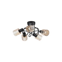Knot - Black 5 Light Semi Flush with Decorative Amber Glass