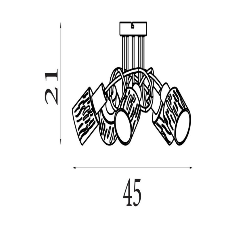 Searchlight-23605-5BK - Knot - Black 5 Light Semi Flush with Decorative Amber Glass