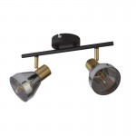 Westminster - Black & Satin Brass 2 Spotlights with Smoked Glasses Westminster - Black & Satin Brass 2 Spotlights with Smoked Glasses