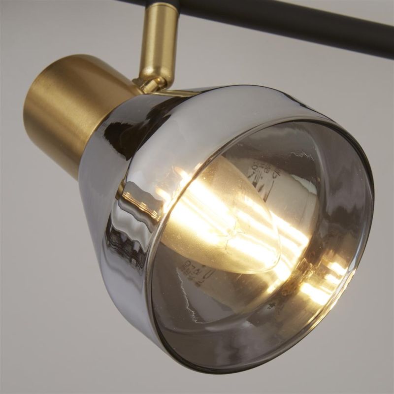 Searchlight-23801-4SM - Westminster - Black & Satin Brass 4 Spotlights with Smoked Glasses