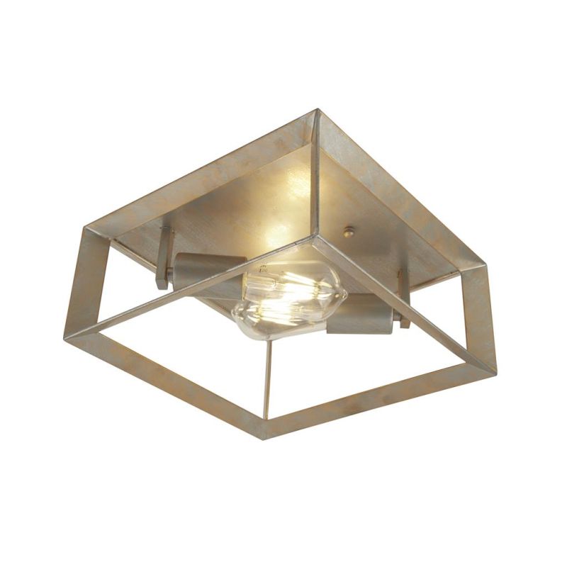 Searchlight-2412-2SI - Heaton - Brushed Silver with Gold 2 Light Ceiling Lamp