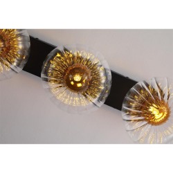 Sunbeam - Black 3 Light Wall Lamp with Clear & Amber Ribbed Glass