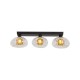 Searchlight-24122-3BK - Sunbeam - Black 3 Light Wall Lamp with Clear & Amber Ribbed Glass