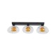 Searchlight-24122-3BK - Sunbeam - Black 3 Light Wall Lamp with Clear & Amber Ribbed Glass